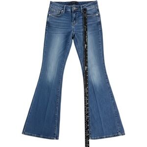 Dollhouse Women Medium Wash Flare Leg Denim Jeans FG-2458RS Size 3/4
